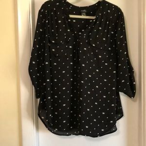 Black polka dot mesh shirt
